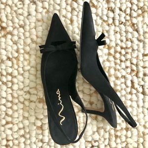 Nina satin slingback evening shoes with bow